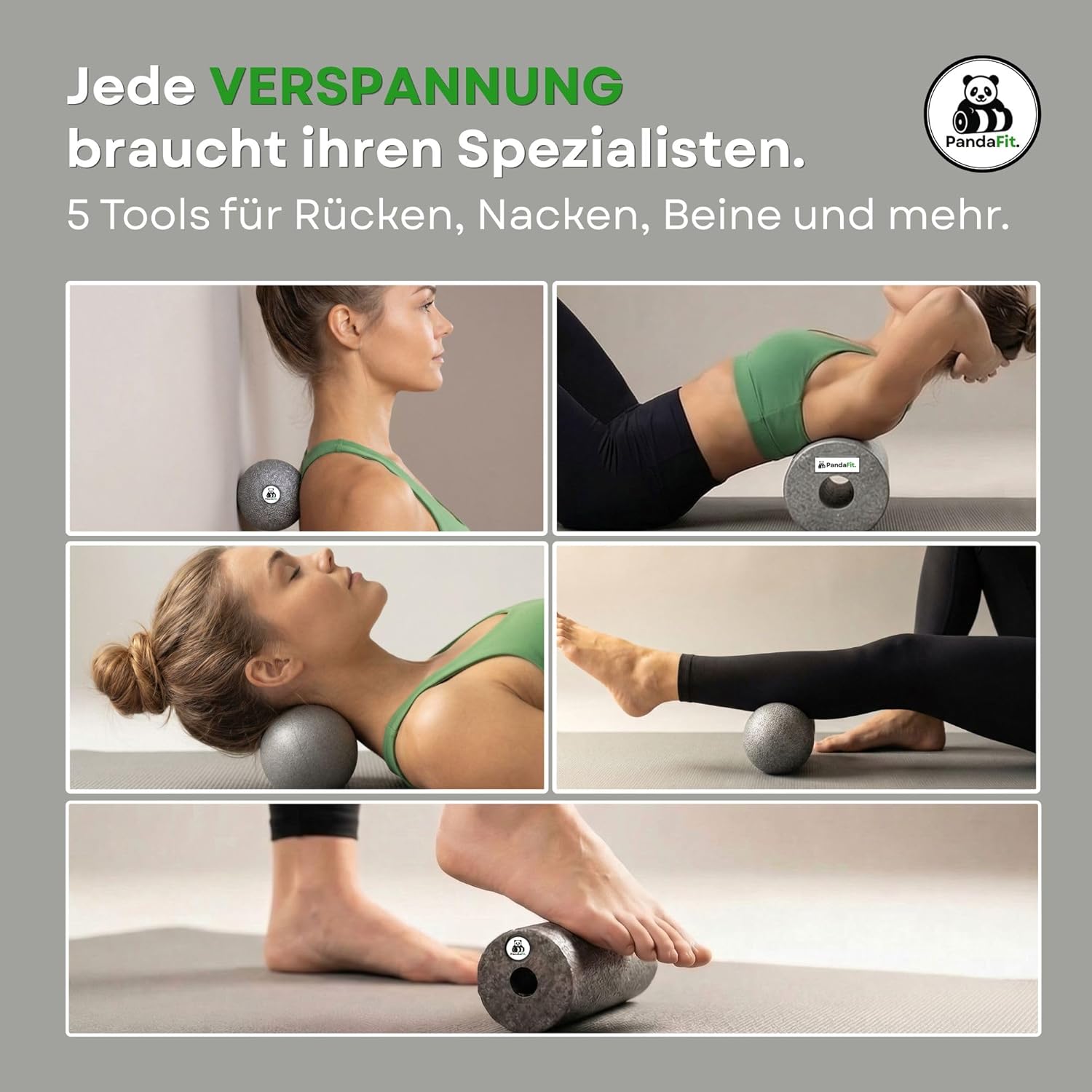 PandaFit Faszienrollen im Einsatz – 5 Tools für Rücken, Nacken, Beine und mehr