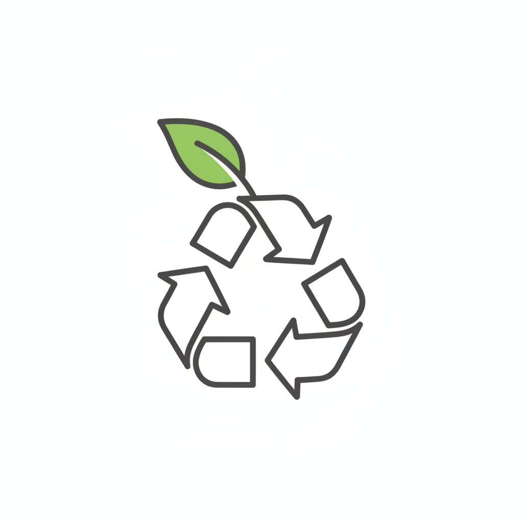 Recycling-Symbol mit Blatt – 100% recyclebar